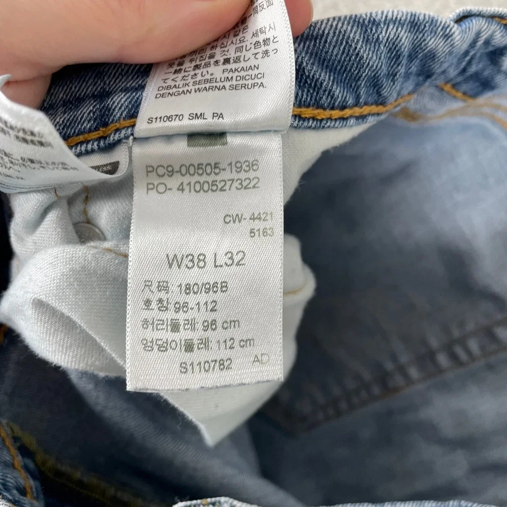 Levis 505 Regular Fit Jeans Mens 38x32 Blue Straight Leg Denim Stretch Workwear